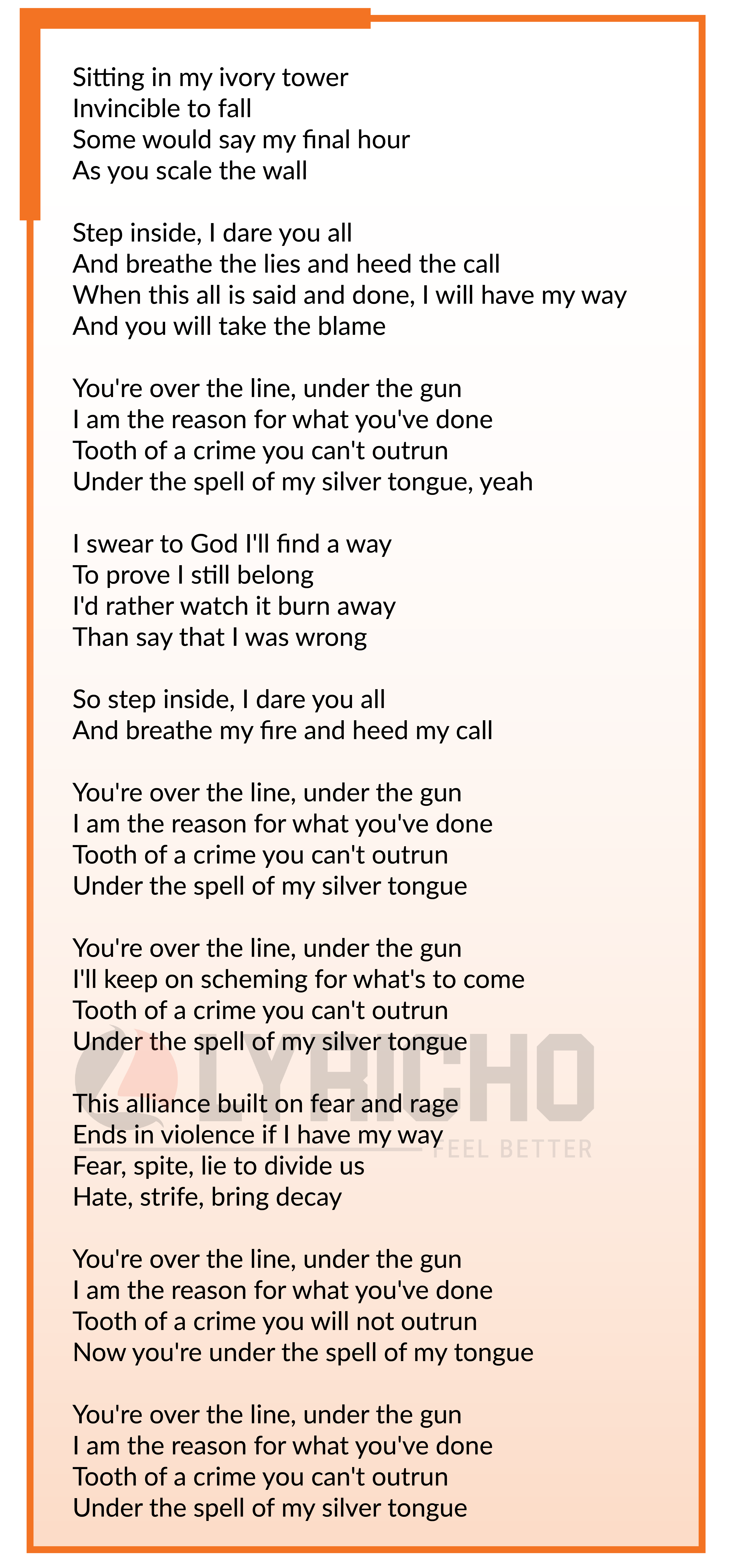 Silver Tongue - Alter Bridge Lyrics,Silver Tongue Song English Lyrics
