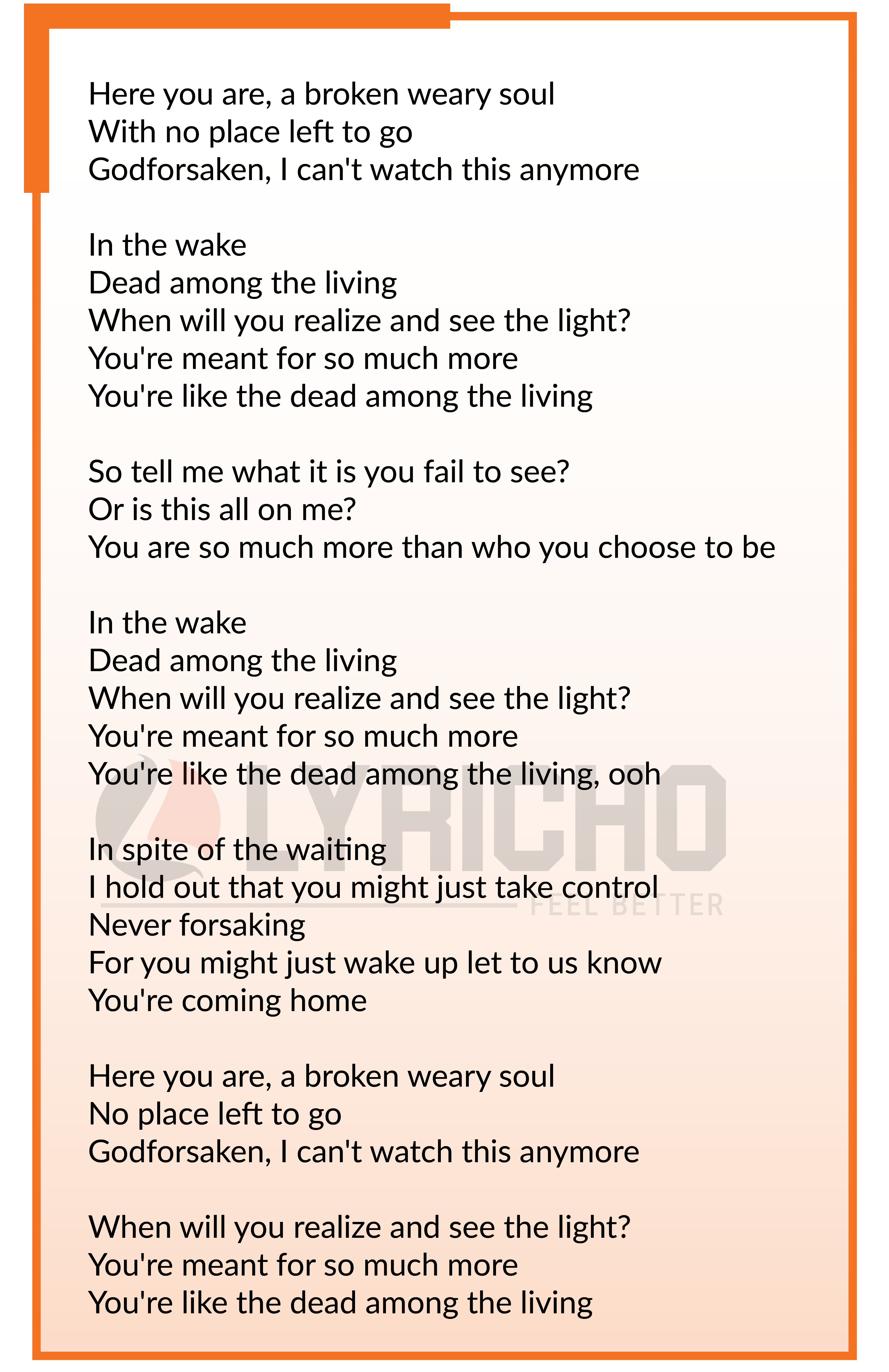 Dead Among the Living - Alter Bridge Lyrics,Dead Among the Living Song English Lyrics